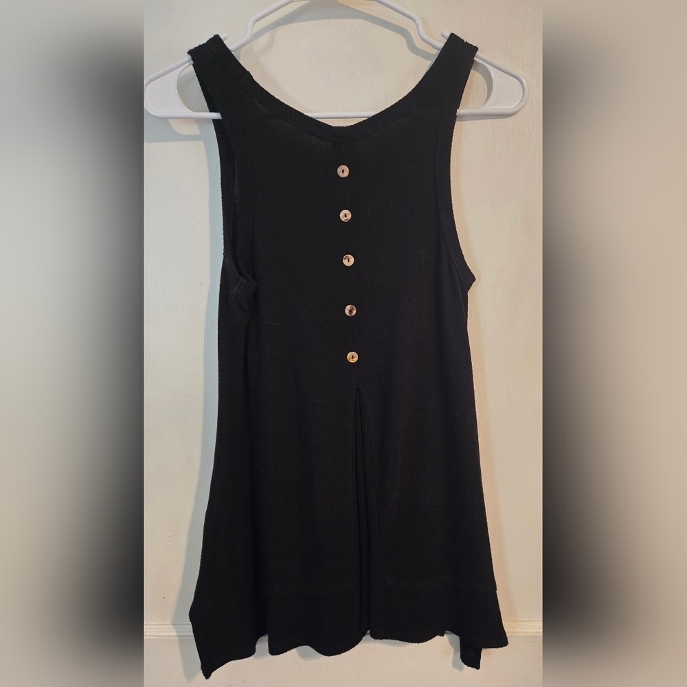 Coin 1804 | Women’s Sleeveless Button Back Knit Tank Top | Size: S | Black - Picture 7 of 12